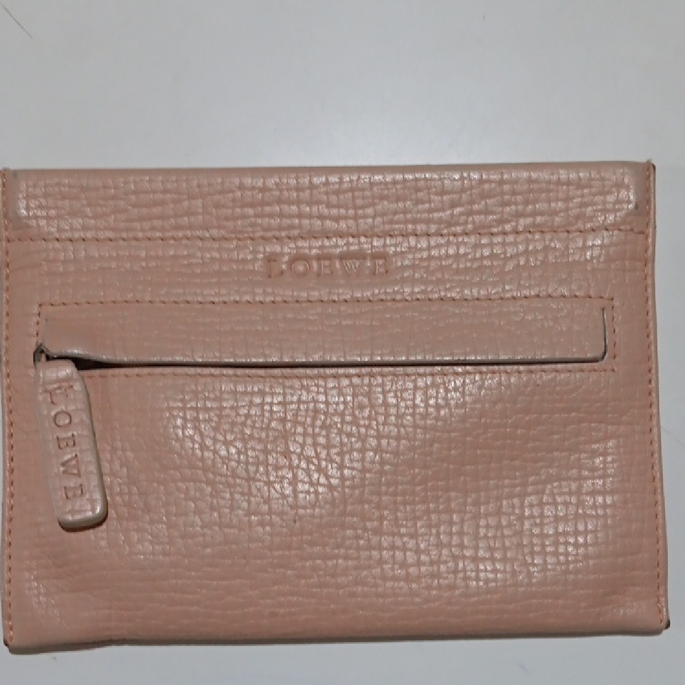 Loewe Lambskin Leather Wallet w Crocodile Texture and Zip Closure